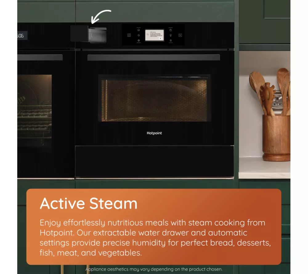 HOTPOINT Class 8 HCT9A9PHTSBUK Compact Steam Oven with Microwave - Black