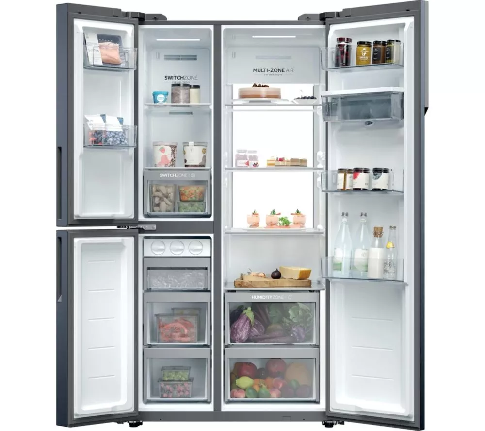 HAIER Series 7 HSPR79F18EWMB American-Style Fridge Freezer - Brushed Black