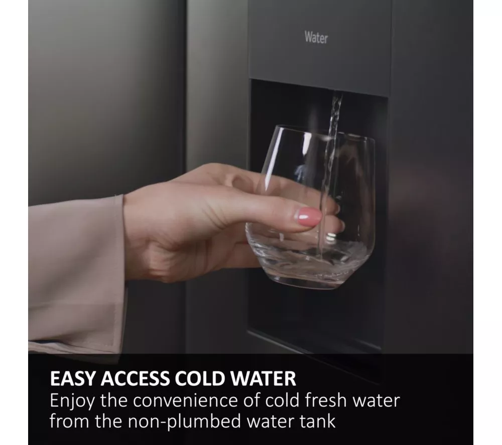 HAIER Series 7 HSPR79F18EWMB American-Style Fridge Freezer - Brushed Black