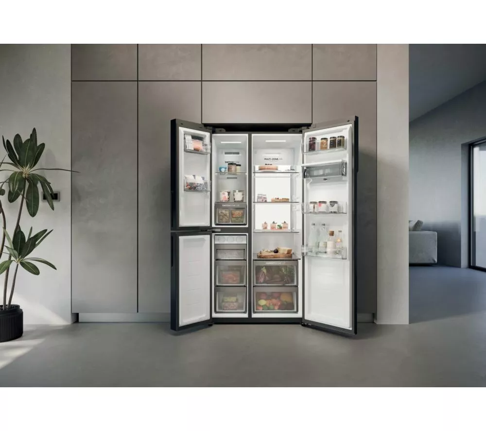 HAIER Series 7 HSPR79F18EWMB American-Style Fridge Freezer - Brushed Black