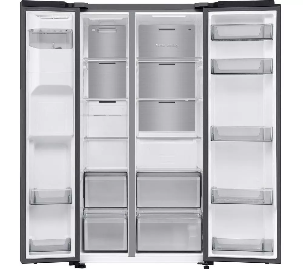 SAMSUNG Bespoke AI Series 6 SpaceMax RS70F64KDFEU American-Style Smart Fridge Freezer - Black