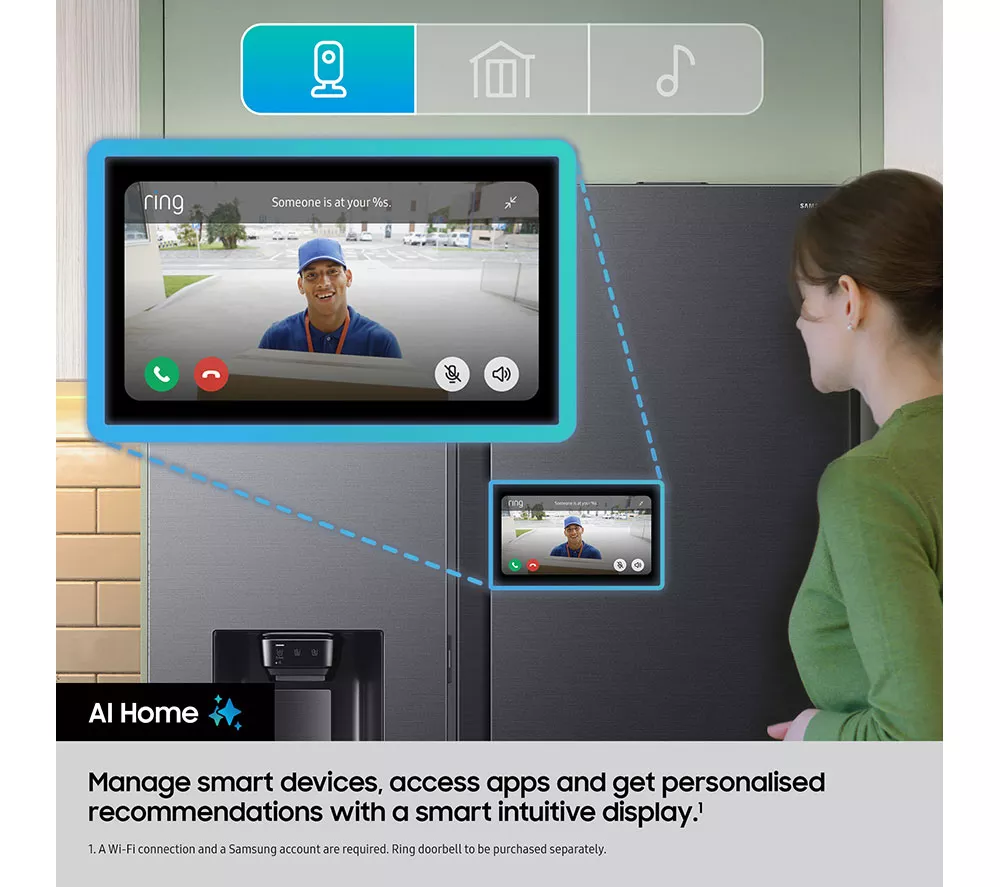 SAMSUNG Bespoke AI Series 9 AI Home RS90F64EDTEU American-Style Smart Fridge Freezer - Silver