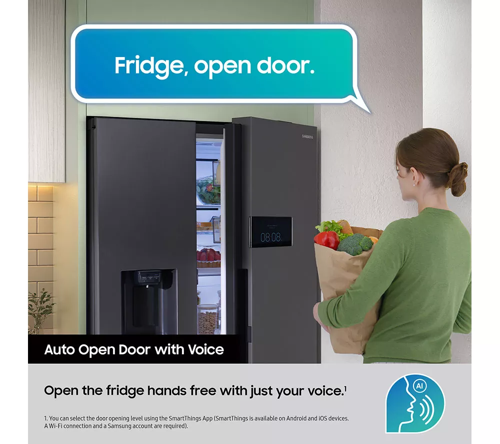 SAMSUNG Bespoke AI Series 9 AI Home RS90F64EDTEU American-Style Smart Fridge Freezer - Silver