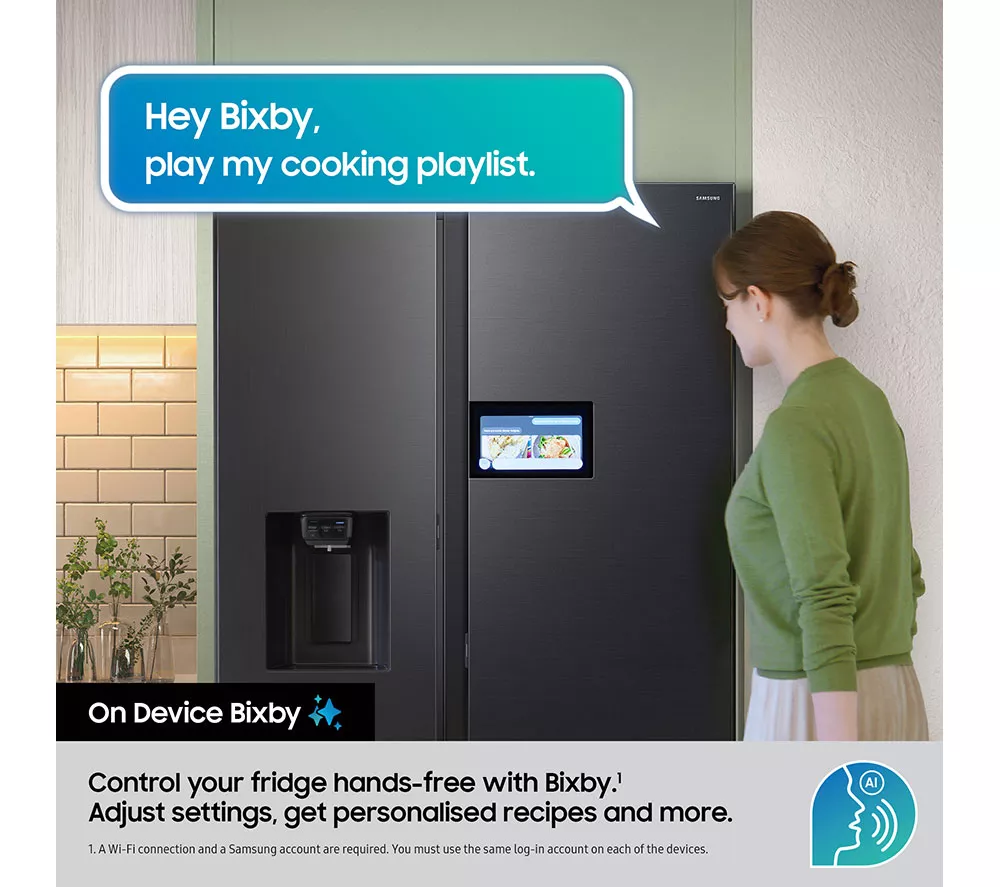 SAMSUNG Bespoke AI Series 9 AI Home RS90F64EDTEU American-Style Smart Fridge Freezer - Silver