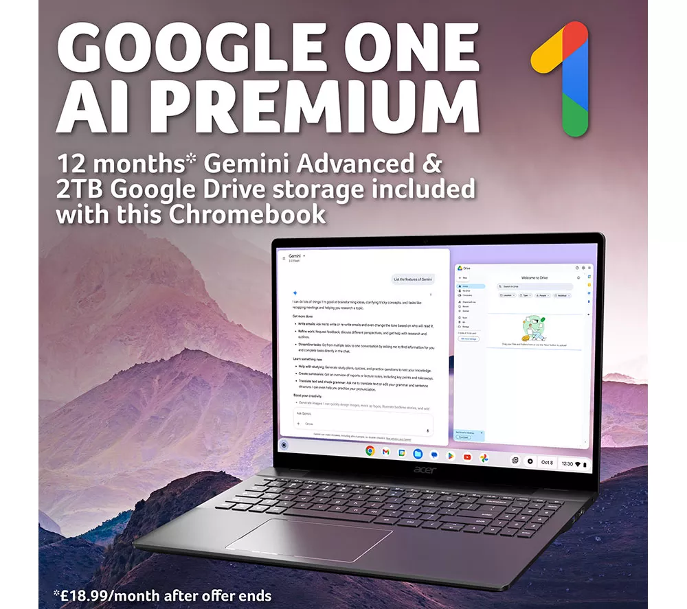 ACER 516 16" Chromebook Plus - Intel® Core™ i5, 256 GB SSD, Grey