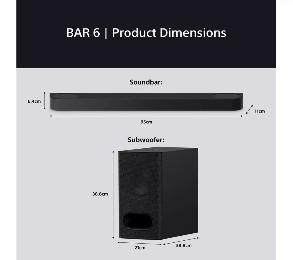 SONY BRAVIA Theatre Bar 60 3.1.2 Wireless Sound Bar with Dolby Atmos & DTS Virtual:X