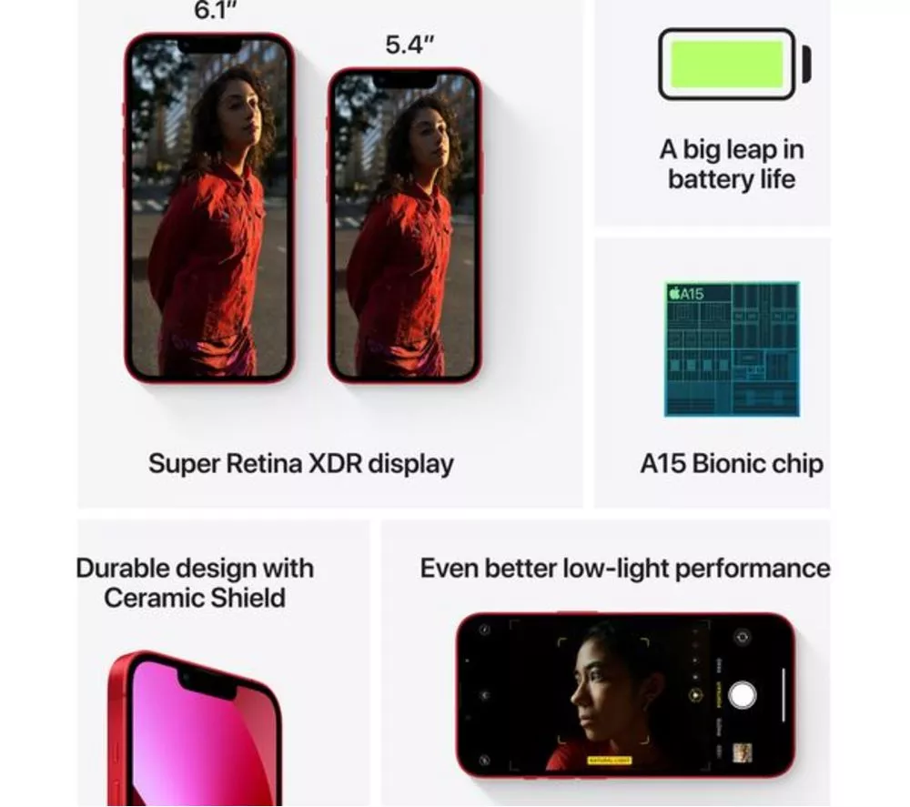APPLE Refurbished iPhone 13 - 128 GB, (PRODUCT)RED (Excellent Condition)