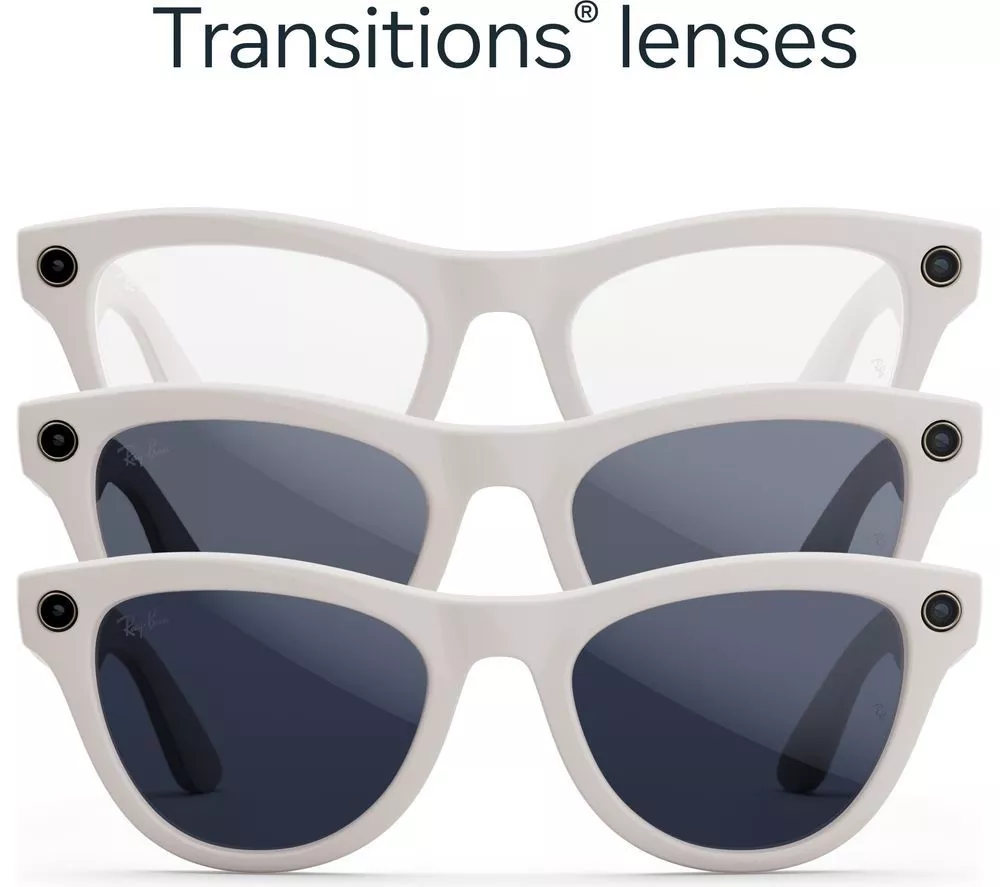 RAY-BAN Meta Skyler Glasses - Shiny Chalky Gray, Clear to Sapphire Transitions
