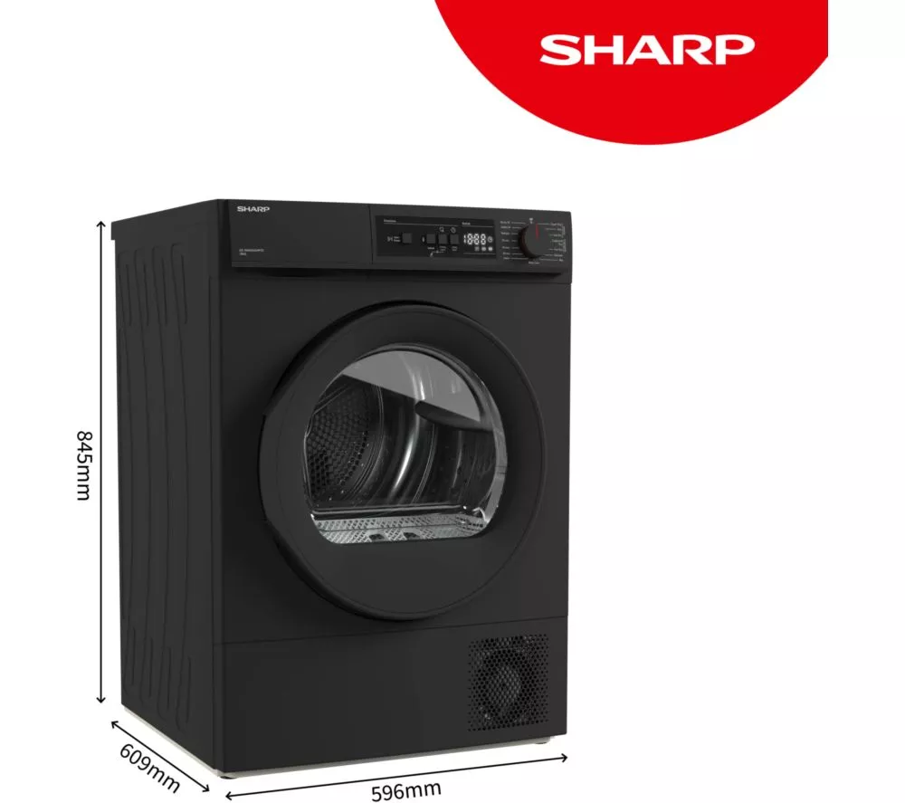 SHARP KD-NHA0S6GM1D-EN 10 kg Heat Pump Tumble Dryer - Matte Black