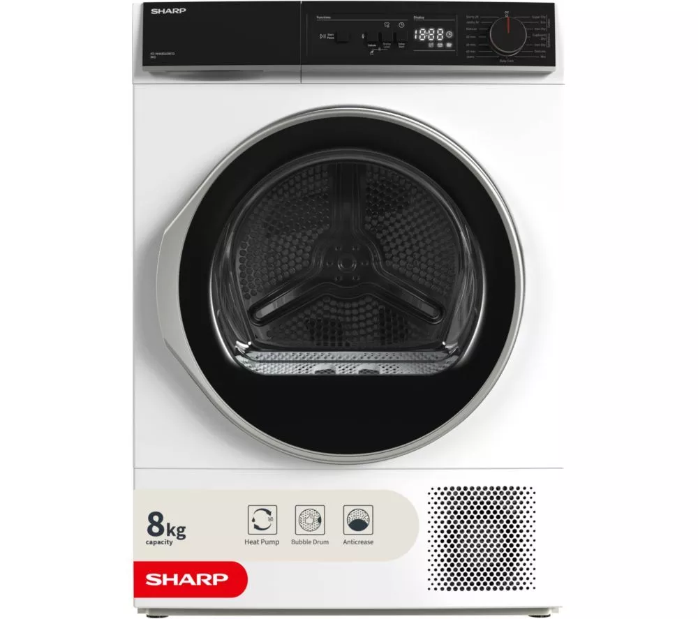 SHARP KD-NHA8S6GW1D-EN 8 kg Heat Pump Tumble Dryer - White