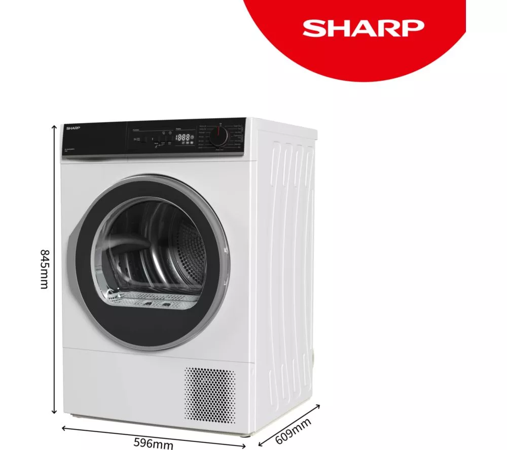 SHARP KD-NHA0S6GW1D-EN 10 kg Heat Pump Tumble Dryer - White