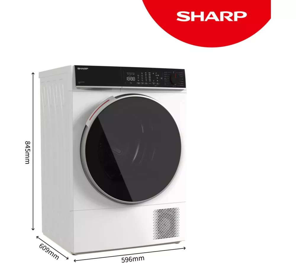 SHARP KD-NHB0S9GWD-EN 10 kg Heat Pump Tumble Dryer - White