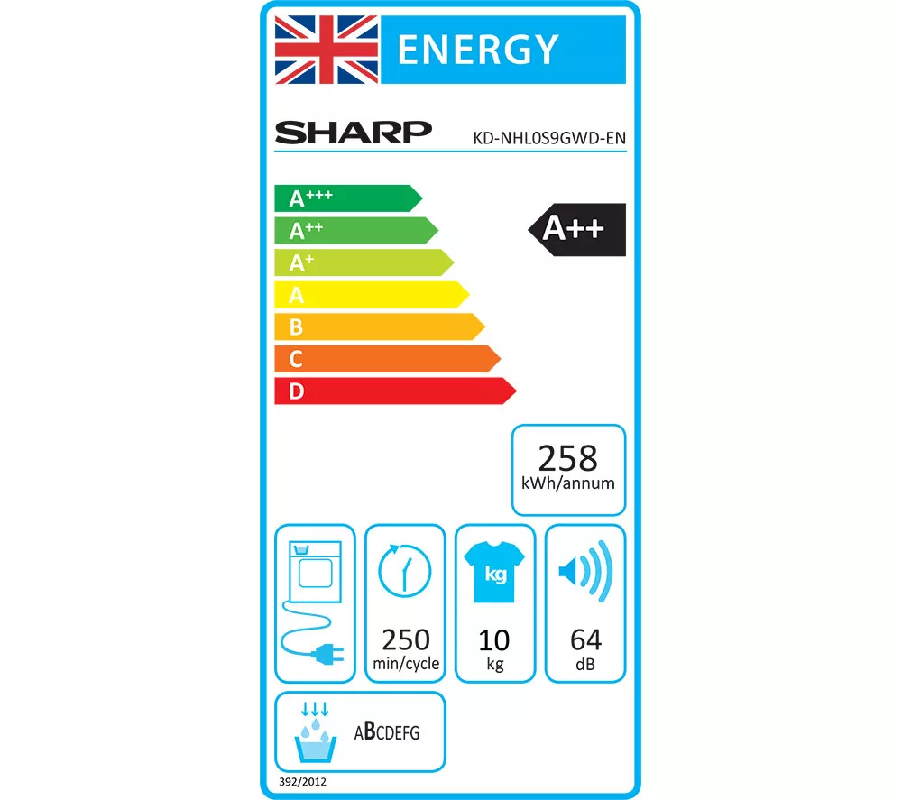 SHARP KD-NHB0S9GWD-EN 10 kg Heat Pump Tumble Dryer - White