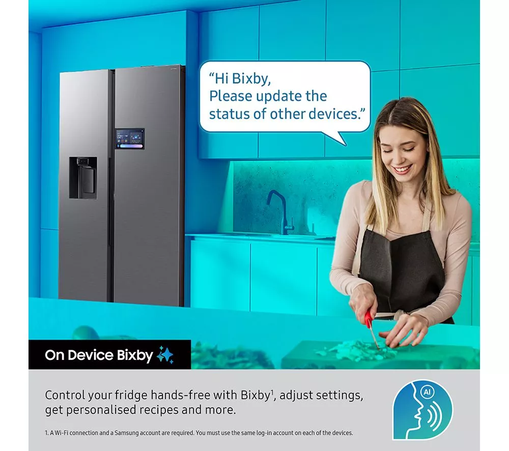 SAMSUNG Bespoke Series 9 AI Home RS90F64EETEU American-Style Smart Fridge Freezer - Silver