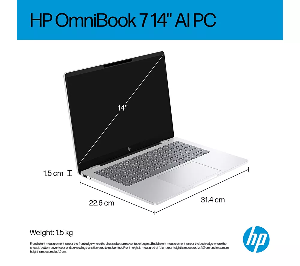 HP OmniBook 7 AI 14" Laptop - Intel® Core™ Ultra 5, 512 GB SSD, Silver