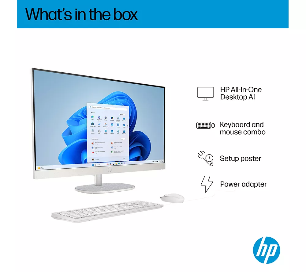HP 24-cr2002na 23.8" All-in-One PC - Intel® Core™ Ultra 5, 1 TB SSD, White