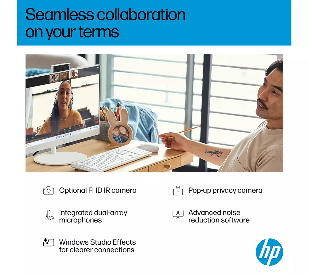 HP 24-cr2002na 23.8" All-in-One PC - Intel® Core™ Ultra 5, 1 TB SSD, White