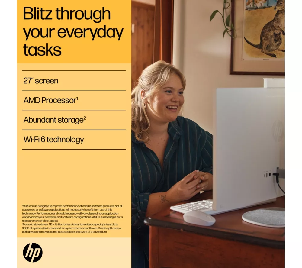 HP 27-cr0051na 27" All-in-One PC - AMD Ryzen 7, 1 TB SSD, White