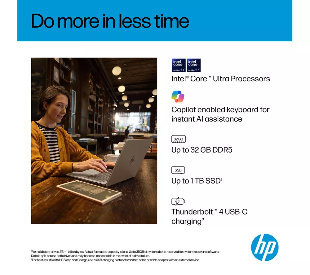 HP OmniBook 7 AI 14" Laptop - Intel® Core™ Ultra 7, 1 TB SSD, Silver