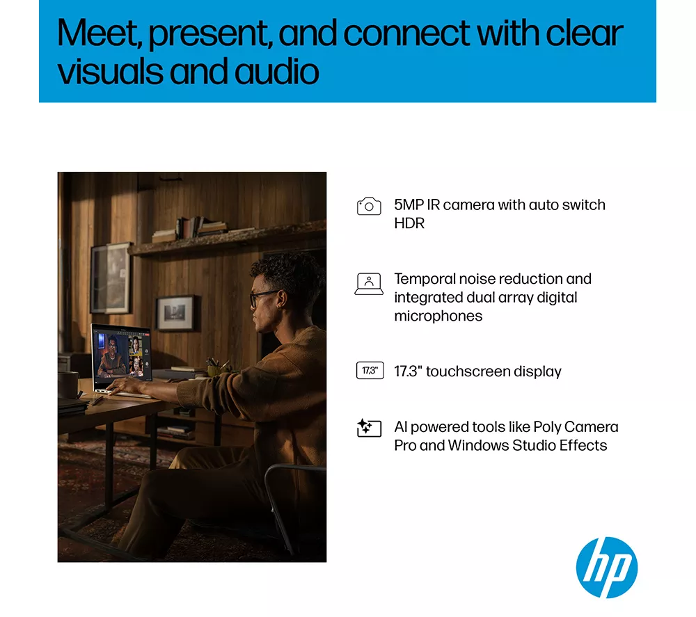 HP OmniBook 7 NGAI 17.3" Laptop - Intel® Core™ Ultra 7, 1 TB SSD, Silver