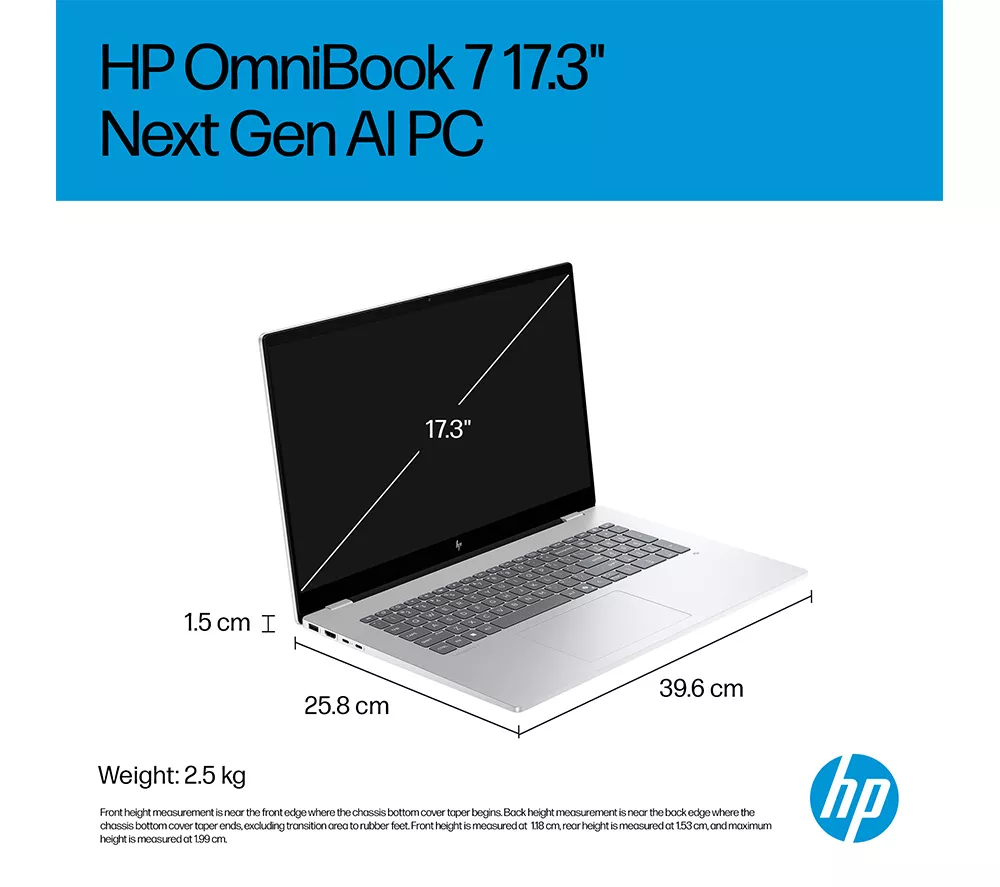 HP OmniBook 7 NGAI 17.3" Laptop - Intel® Core™ Ultra 7, 1 TB SSD, Silver