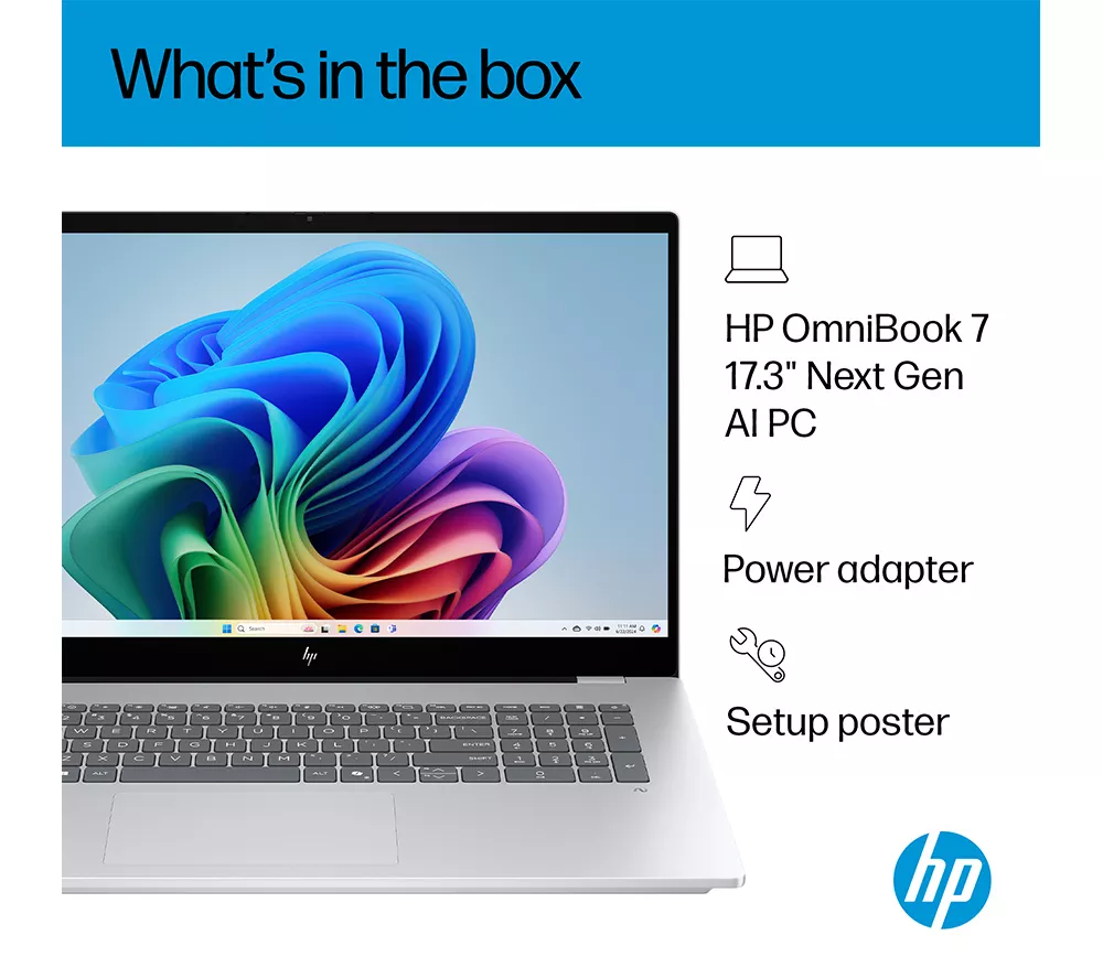 HP OmniBook 7 NGAI 17.3" Laptop - Intel® Core™ Ultra 7, 1 TB SSD, Silver