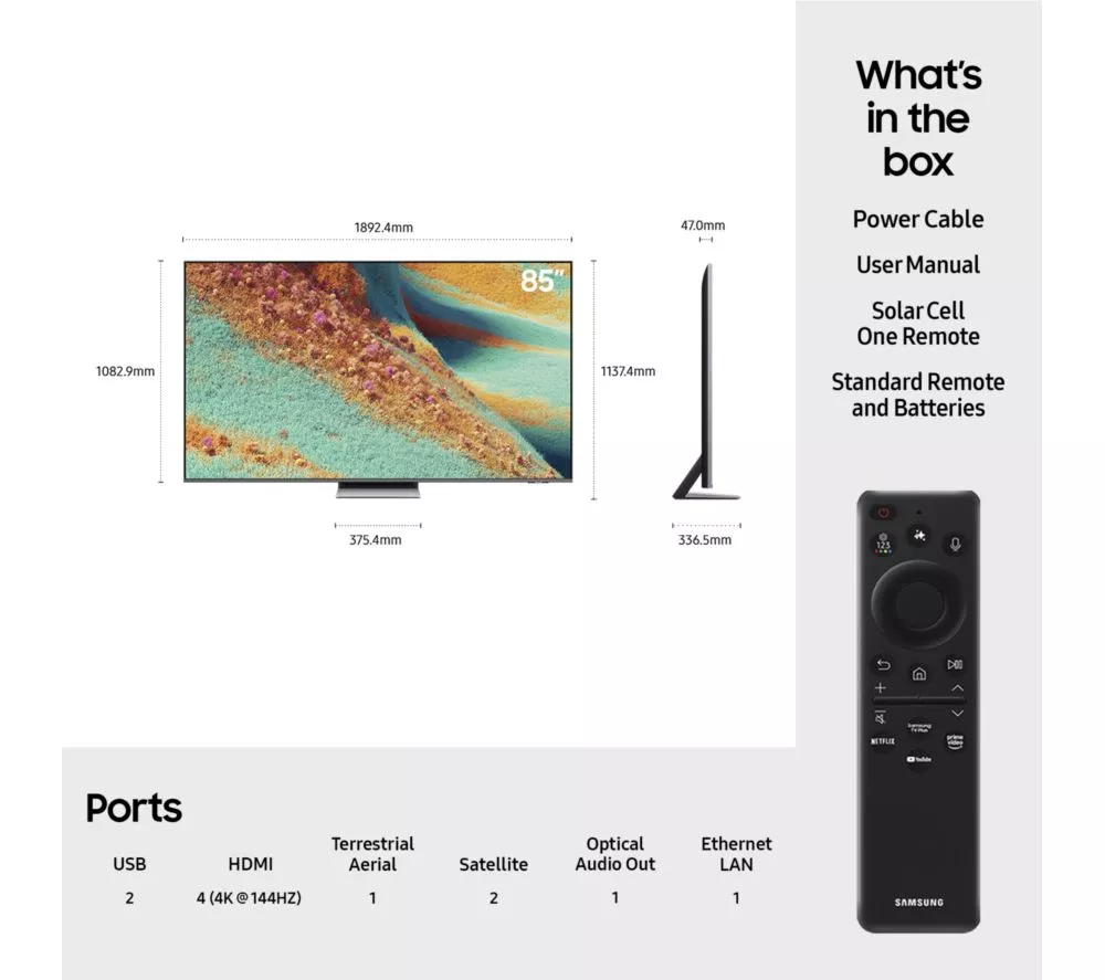 SAMSUNG QN85F 85" Neo QLED 4K Mini LED Vision AI Smart TV 2025 - QE85QN85F