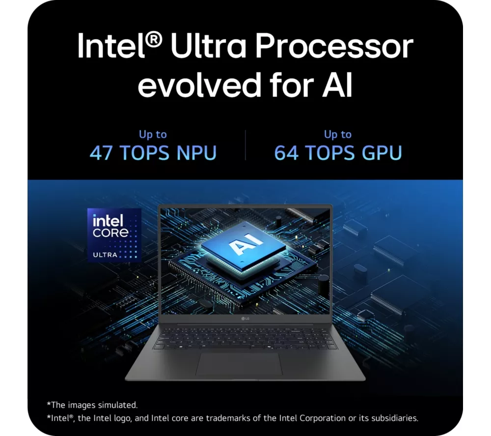 LG gram Pro 16Z90TS-G.AU89A1 16" Laptop, Copilot+ PC - Intel® Core™ Ultra 7, 1 TB SSD, Grey