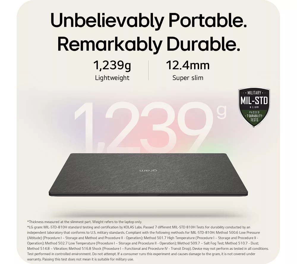 LG gram Pro 16Z90TS-G.AU79A1 16" Laptop, Copilot+ PC - Intel® Core™ Ultra 7, 1 TB SSD, Grey