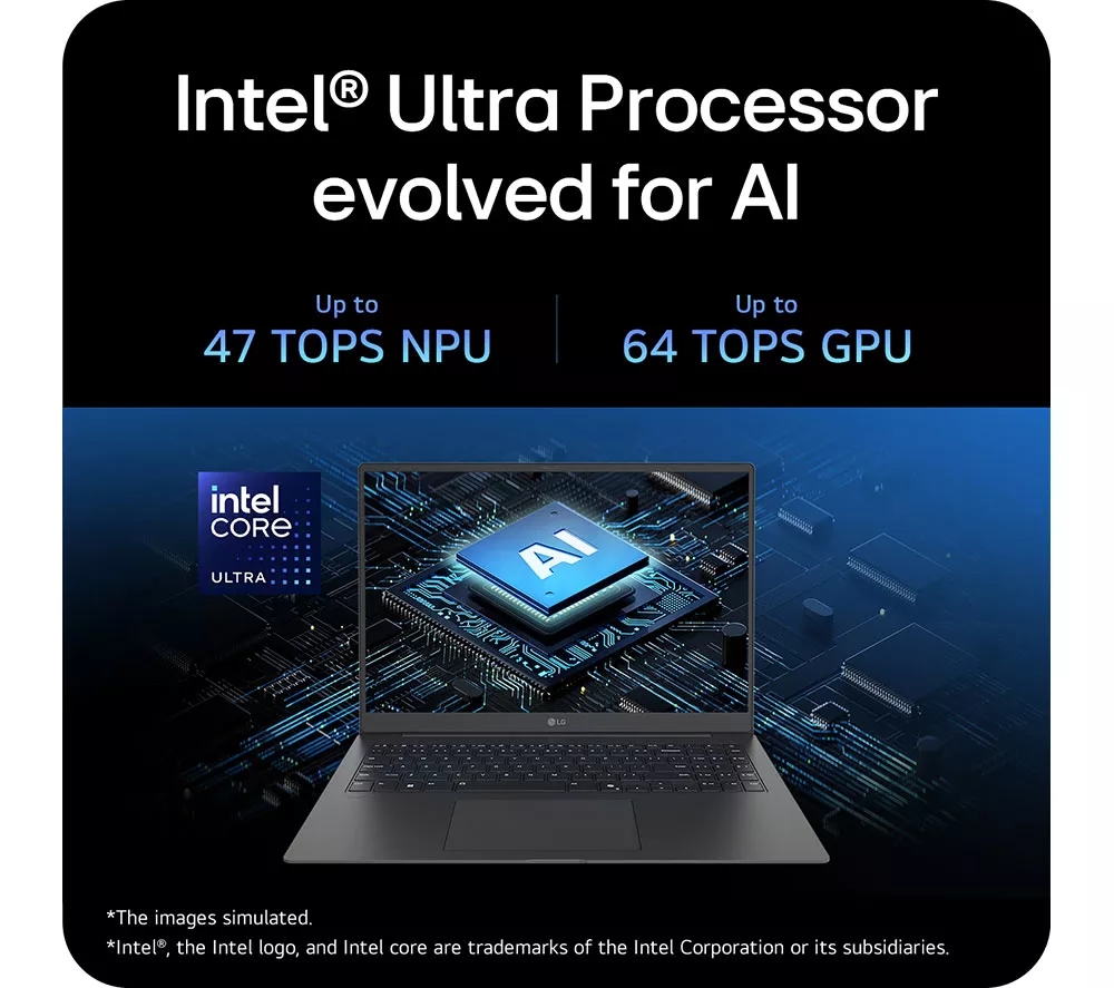LG gram Pro 16Z90TS-G.AU79A1 16" Laptop, Copilot+ PC - Intel® Core™ Ultra 7, 1 TB SSD, Grey