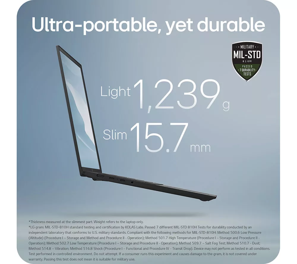 LG gram 16 16Z90TL-G.AU75A1 16" Laptop, Copilot+ PC - Intel® Core™ Ultra 7, 512 GB SSD, Black