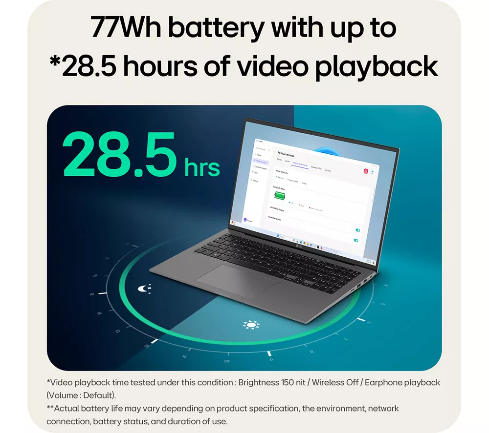 LG gram 16 16Z90TL-G.AU75A1 16" Laptop, Copilot+ PC - Intel® Core™ Ultra 7, 512 GB SSD, Black