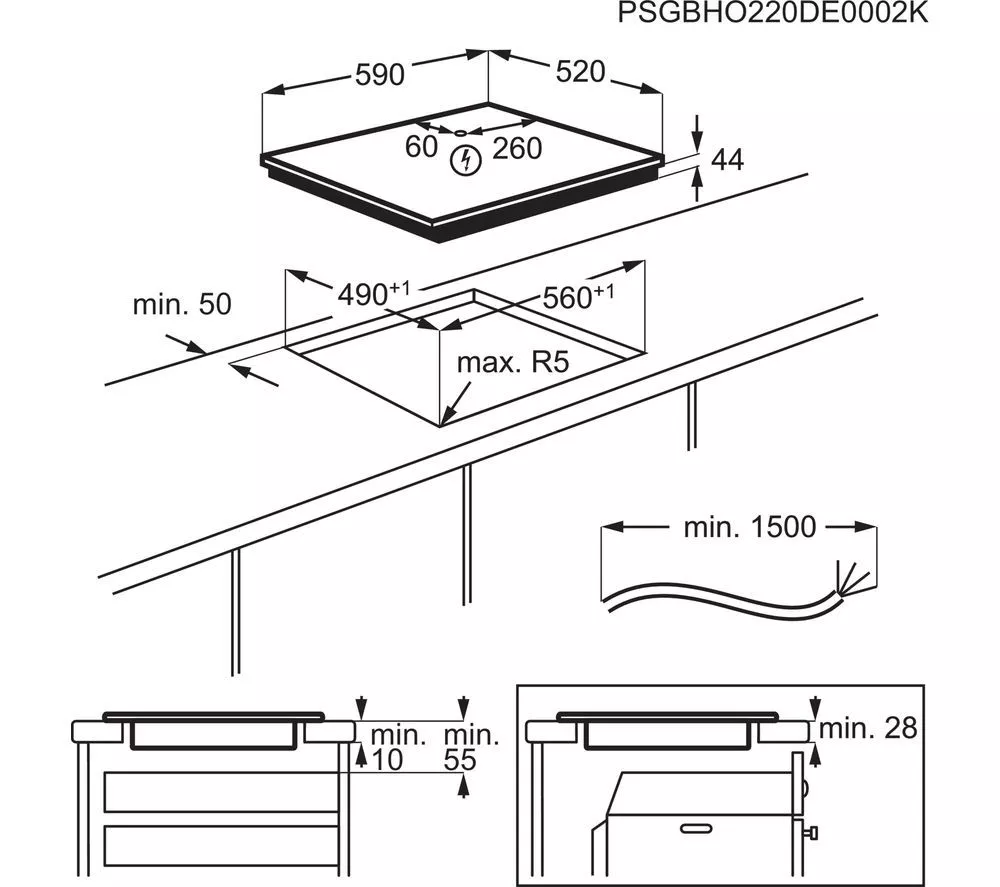 AEG 5000 TO64IA00FB 60 cm Electric Induction Hob - Black
