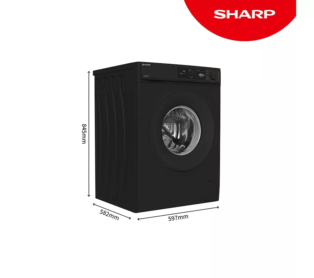 SHARP ES-NFA014BM1NA-EN 10 kg 1400 Spin Washing Machine - Matte Black