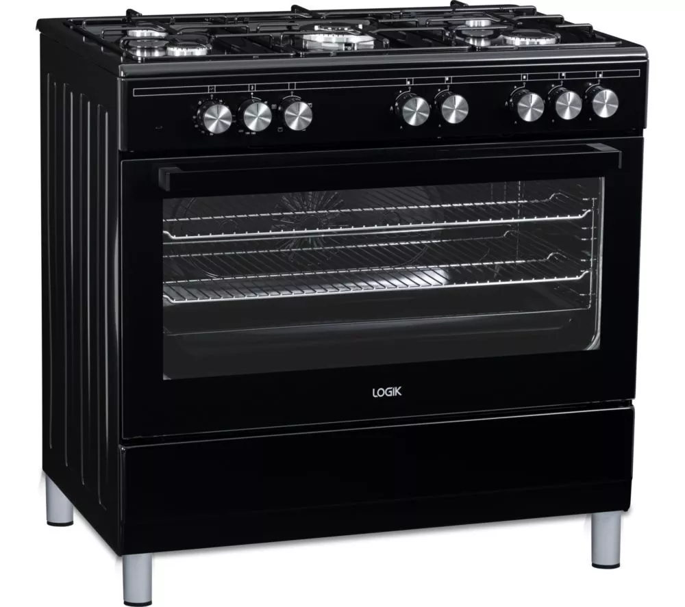 LOGIK LFTG90B25 90 cm Dual Fuel Range Cooker - Black