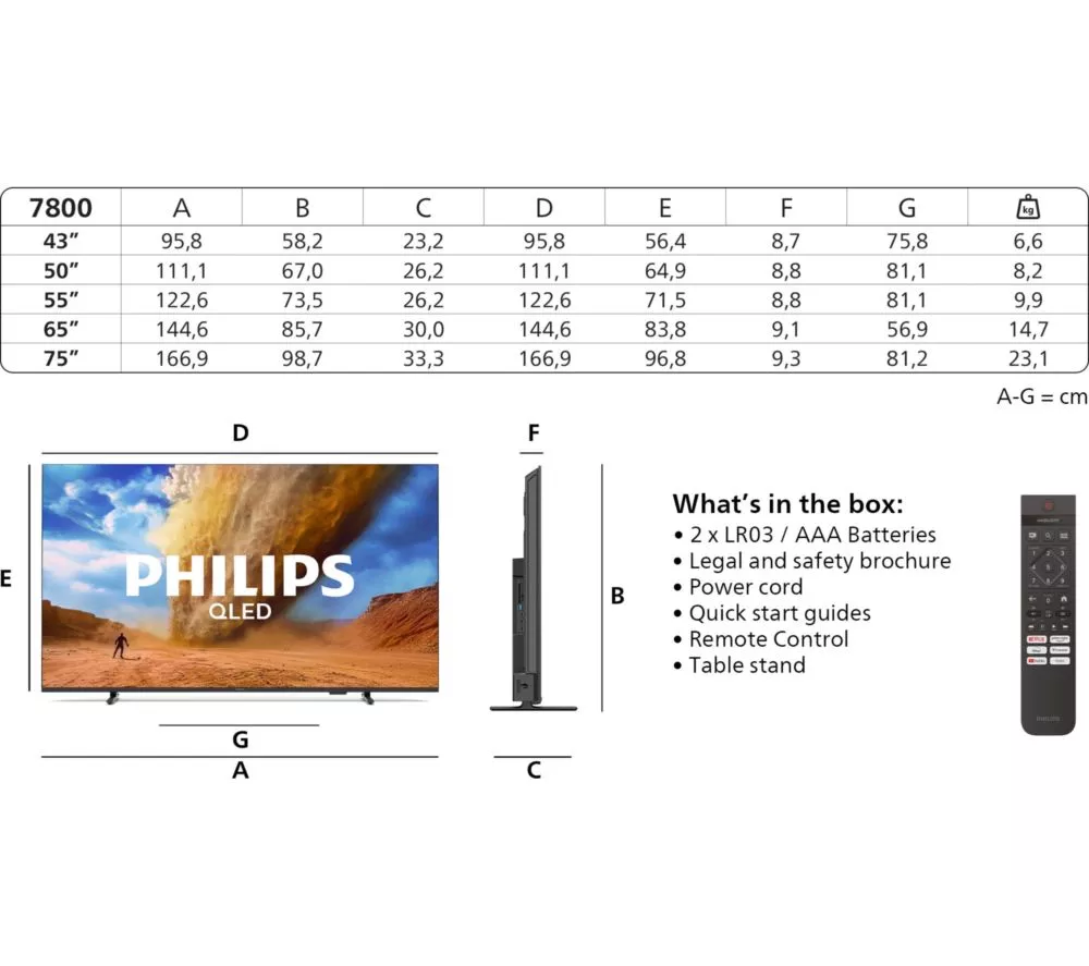 PHILIPS 65PUS7800/12 65" Smart 4K Ultra HD HDR QLED TV