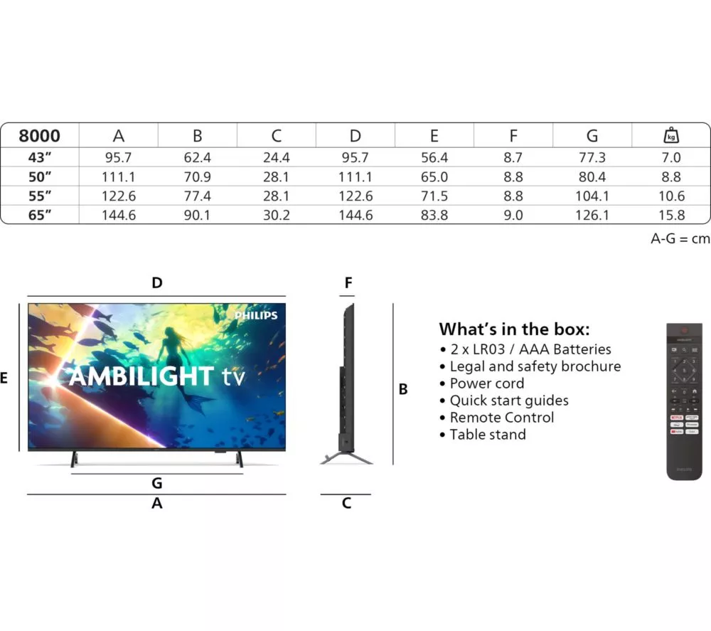 PHILIPS Ambilight 65PUS8000/12 65" Smart 4K Ultra HD HDR LED TV