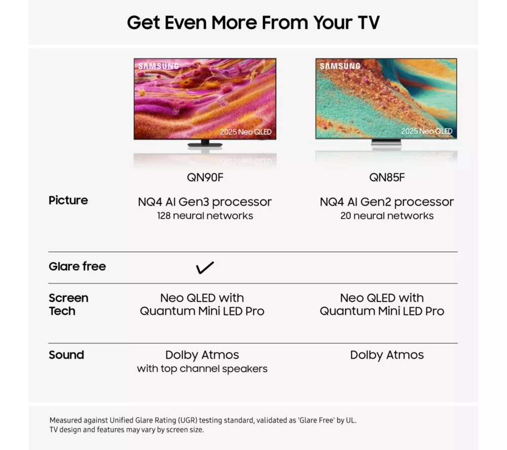 SAMSUNG QN85F 65" Neo QLED 4K Mini LED Vision AI Smart TV 2025 - QE65QN85F