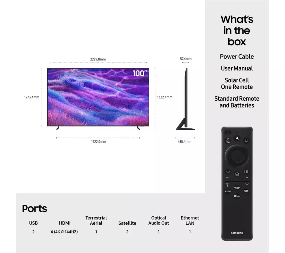 SAMSUNG QN80F 100" Neo QLED 4K Mini LED Vision AI Smart TV 2025 - QE100QN80F