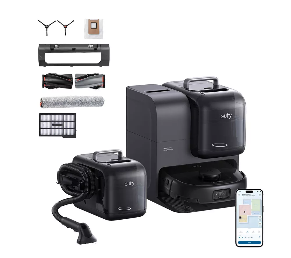 EUFY Omni E28 Robot Vacuum & Mop with All-in-One Station & Portable Deep Cleaner - Black