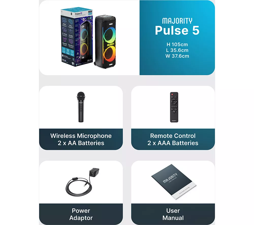 MAJORITY Pulse 5 Bluetooth Megasound Party Speaker - Black