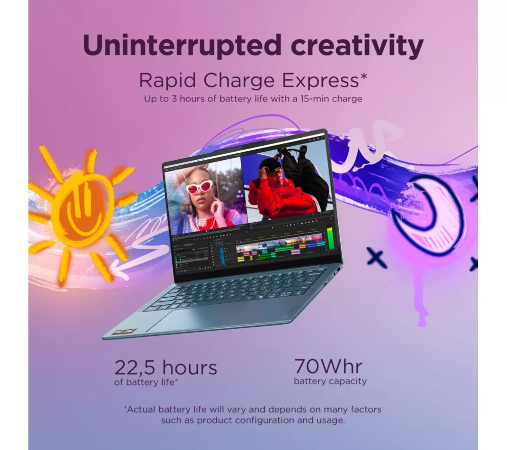 LENOVO Yoga Slim 7 14" Laptop, Copilot+ PC - AMD Ryzen AI 7, 1 TB SSD, Teal
