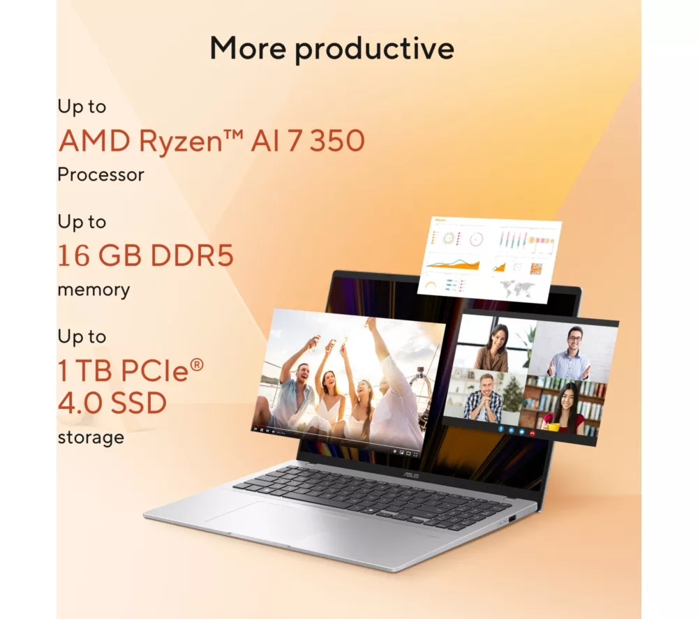 ASUS Vivobook 16 16" Laptop - AMD Ryzen AI 7, 1 TB SSD, Silver