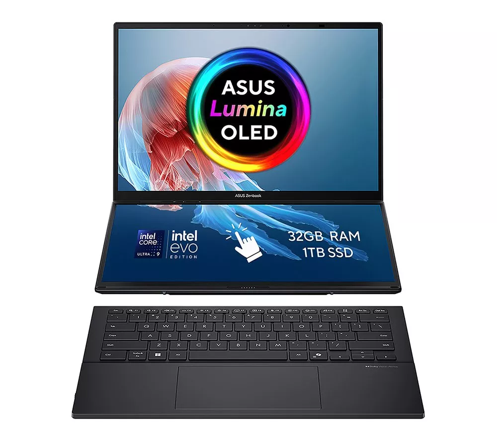 ASUS Zenbook Duo 14" Laptop - Intel® Core™ Ultra 9, 1 TB SSD, Inkwell Grey