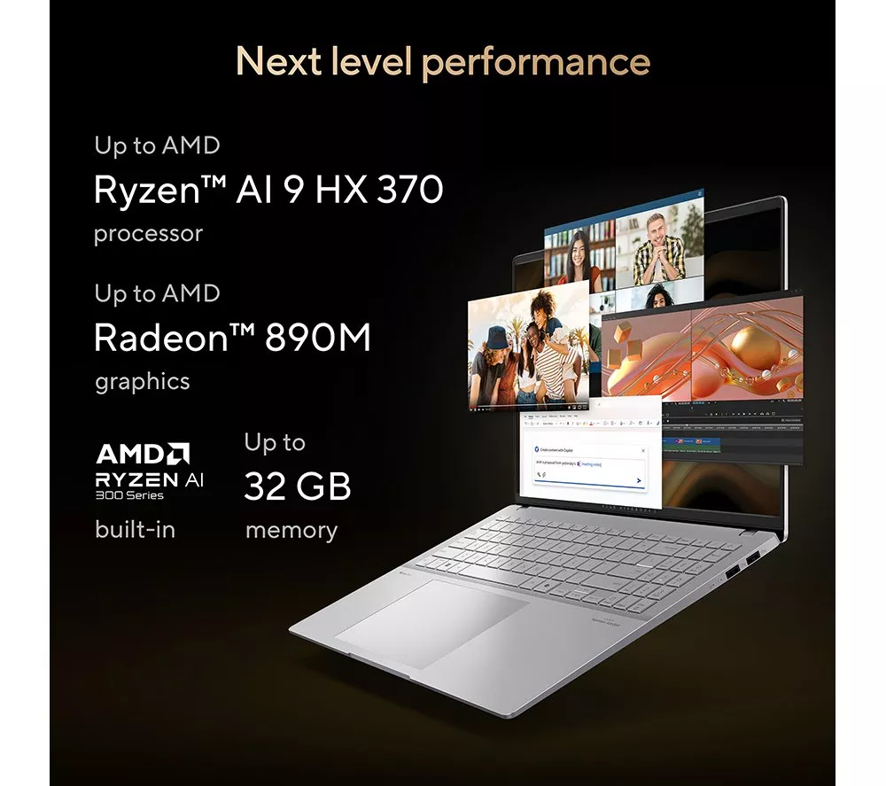 ASUS Vivobook S16 OLED 16" Laptop, Copilot+ PC - AMD Ryzen AI 9, 1 TB SSD, Cool Silver