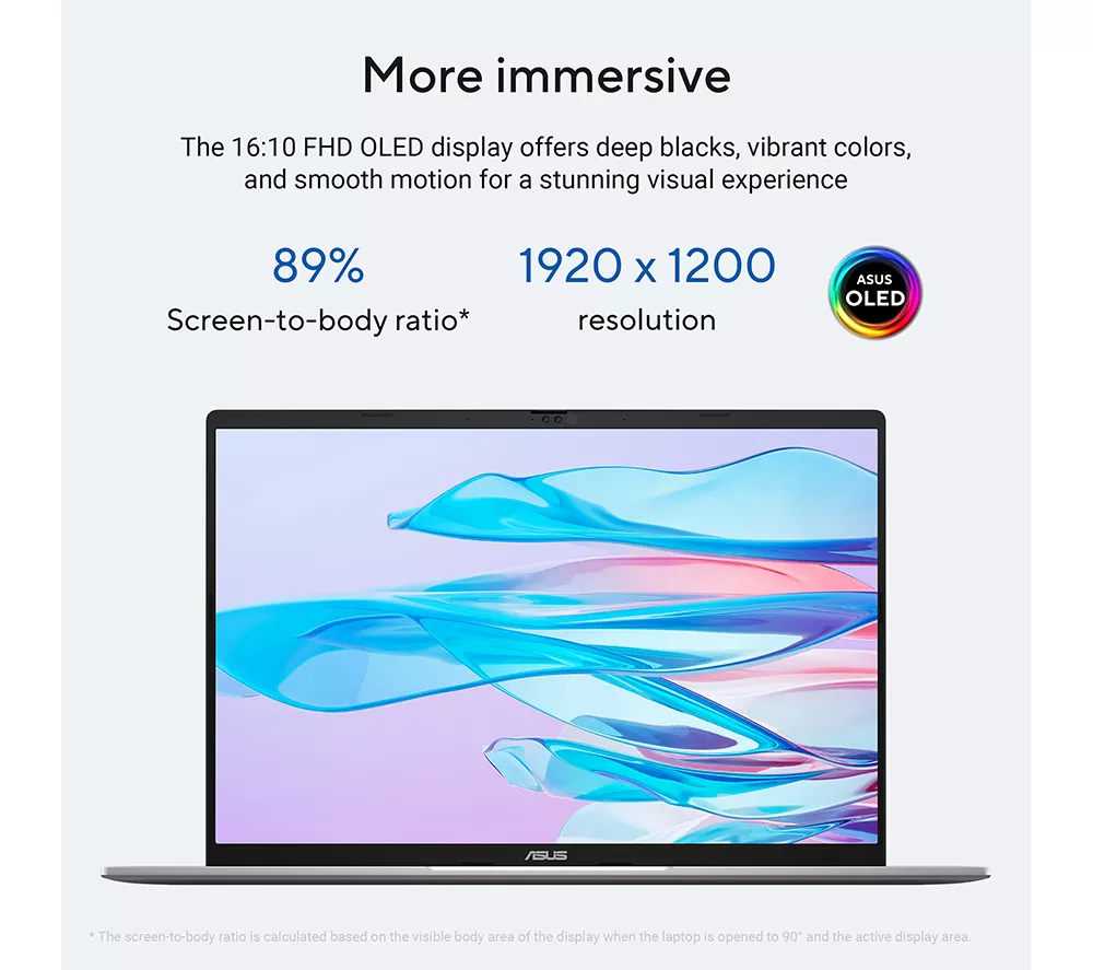 ASUS Vivobook S16 OLED S3607CA 16" Laptop, Copilot+ PC - Intel® Core™ Ultra 5, 1 TB SSD, Silver