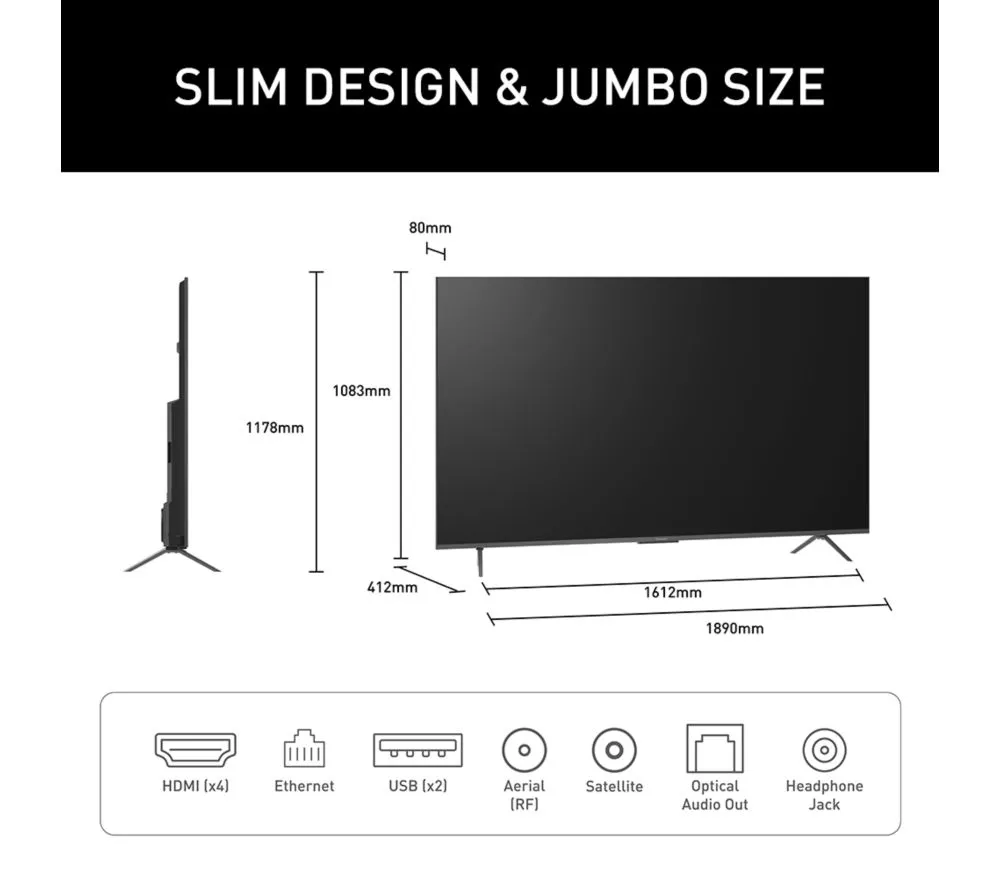 PANASONIC W95B 85" Mini LED 4K HDR Smart Fire TV with Freely - TV-85W95BEB