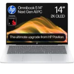 HP OmniBook 5 NGAI 14" Laptop - Snapdragon X1, 512 GB SSD, Glacier Silver