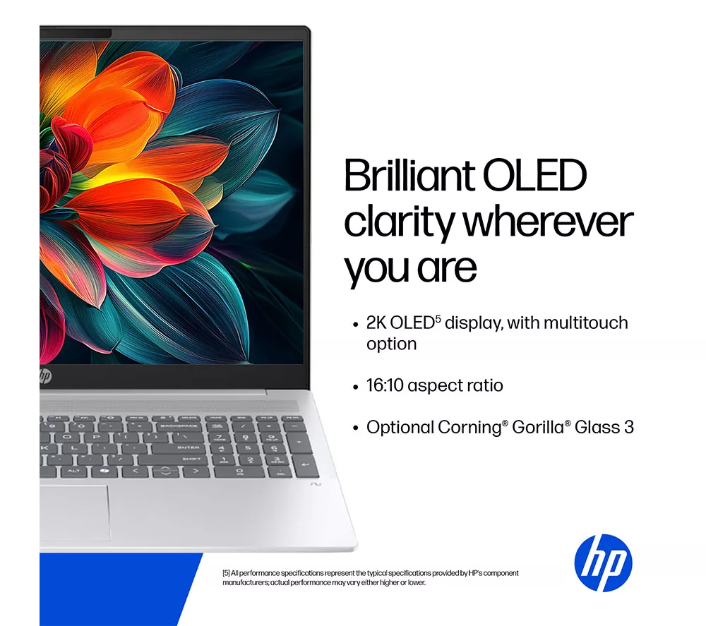 HP OmniBook 5 NGAI 14" Laptop - Snapdragon X1, 512 GB SSD, Glacier Silver
