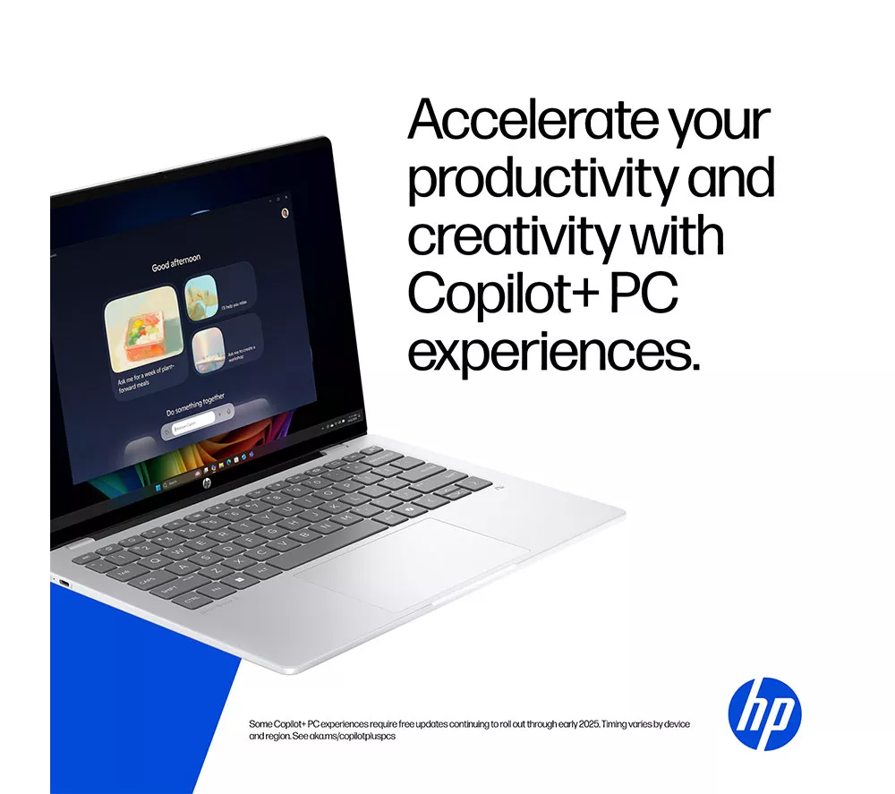 HP OmniBook 5 NGAI 14" Laptop - Snapdragon X1, 512 GB SSD, Glacier Silver